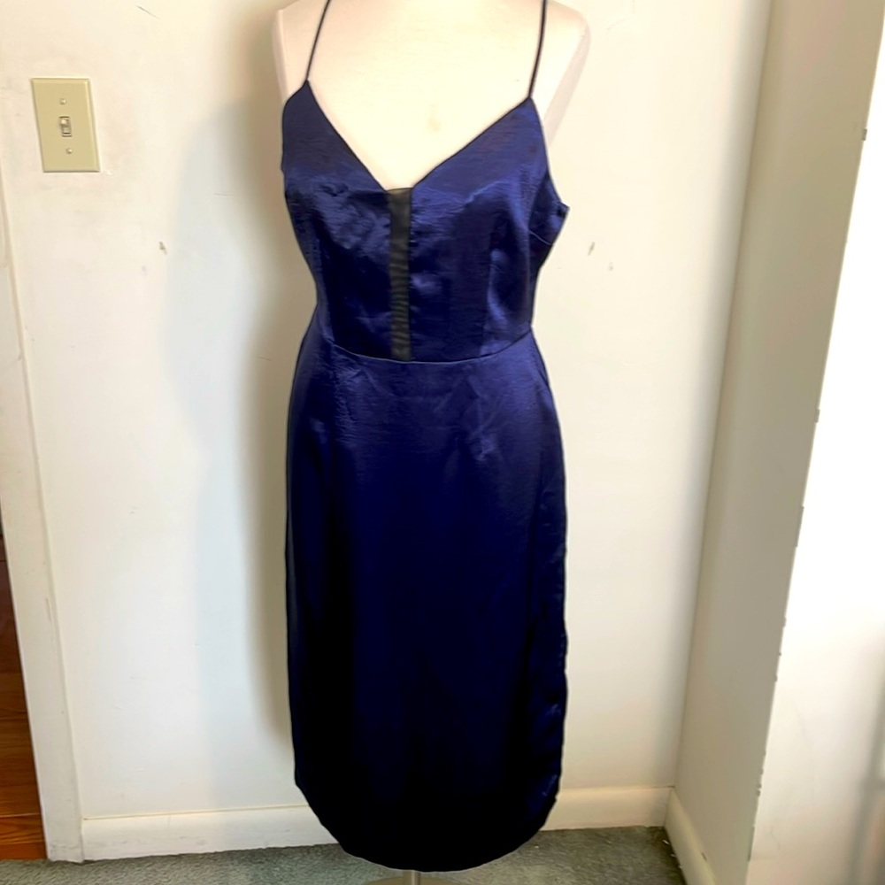 NWT navy blue satin Forever 21 slip dress size large